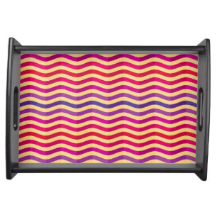 Background with stripes in retro 3 serving tray