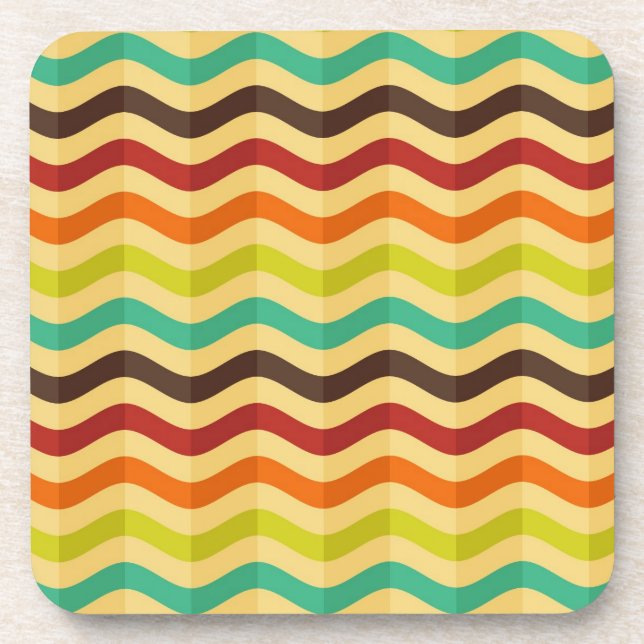 Background with stripes in retro 4 beverage coaster (Front)