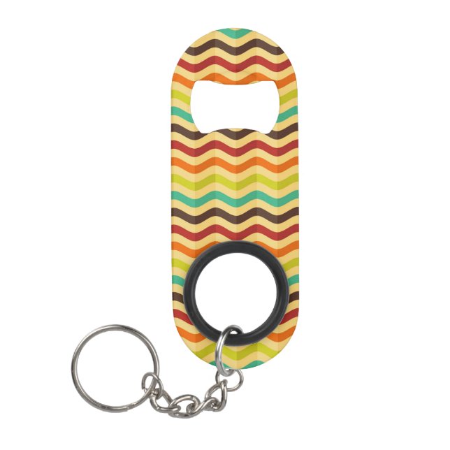 Background with stripes in retro 4 keychain bottle opener (Front)