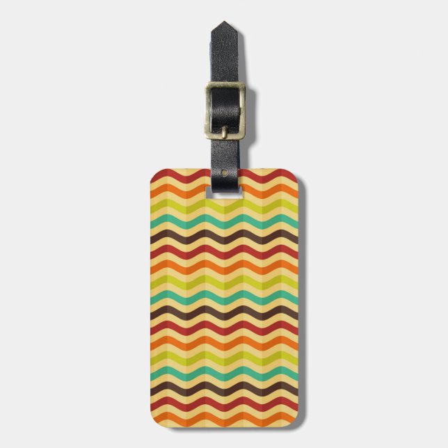 Background with stripes in retro 4 luggage tag (Front Vertical)