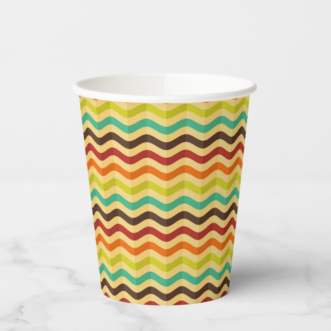 Background with stripes in retro 4 paper cups (Left)