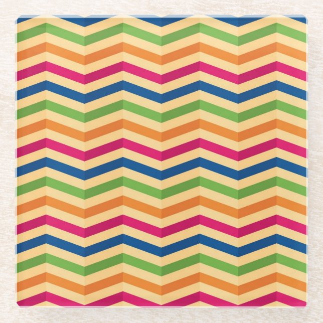 Background with stripes in retro glass coaster (Front)