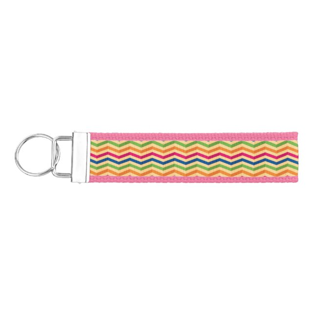 Background with stripes in retro wrist keychain (Keys on Left)