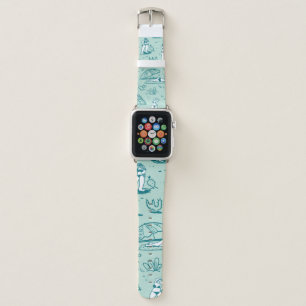 Background with summer beach girls. Seamless patte Apple Watch Band
