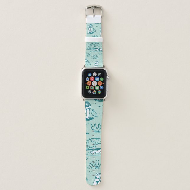 Background with summer beach girls. Seamless patte Apple Watch Band (Front)