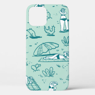 Background with summer beach girls. Seamless patte iPhone 12 Case