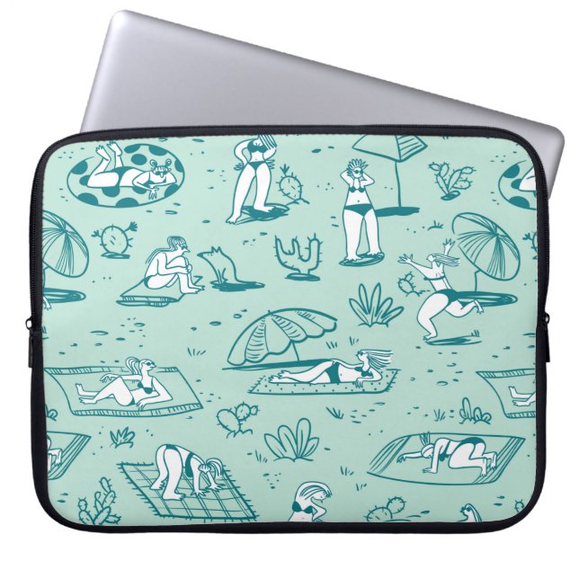 Background with summer beach girls. Seamless patte Laptop Sleeve (Front)