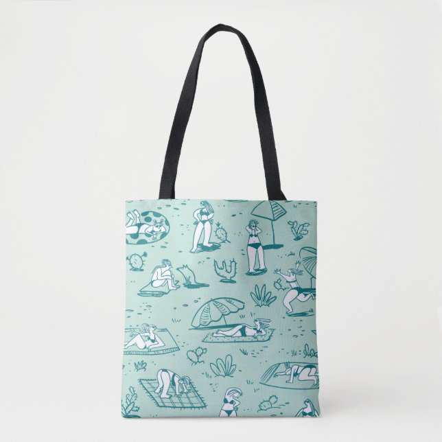 Background with summer beach girls. Seamless patte Tote Bag (Front)