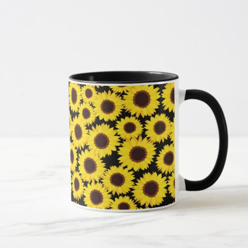 Background with sunflowers mug