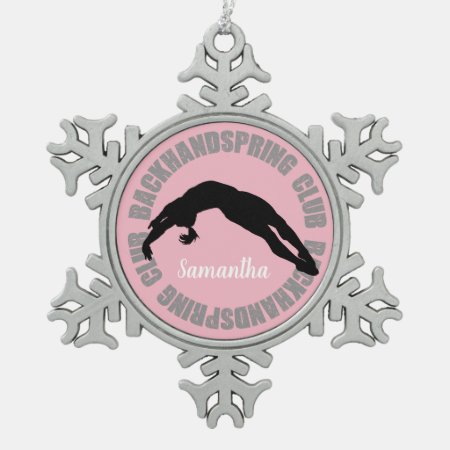 Backhandspring Club Gymnastics Ornement Snowflake Pewter Christmas Orn