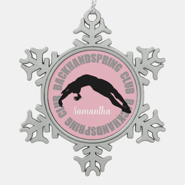 Backhandspring club gymnastics ornement snowflake pewter christmas ornament (Front)