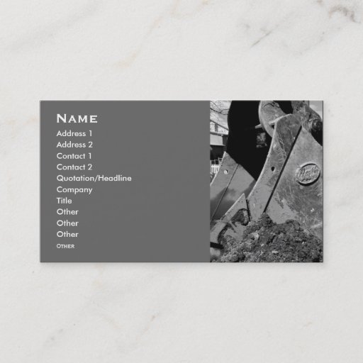 Customizable backhoe business cards.