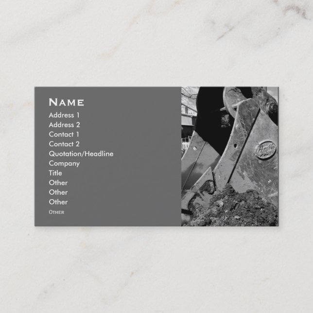 backhoe business cards. business card (Front)