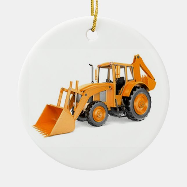 Backhoe Ceramic Ornament (Front)