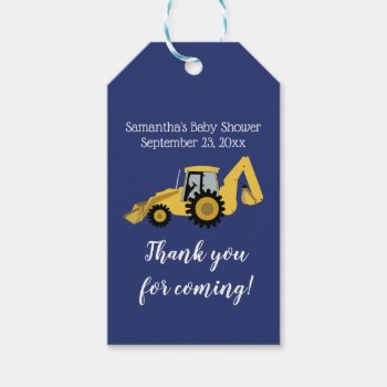 Backhoe Construction Baby Shower Gift Tag by allpetscherished at Zazzle