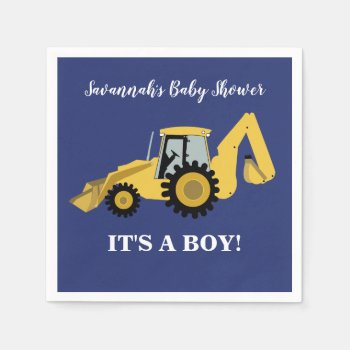 Backhoe Construction Boy Baby Shower Napkins by allpetscherished at Zazzle