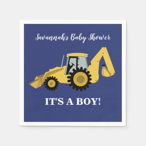 Backhoe Construction Boy Baby Shower Napkins