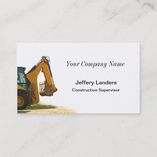 Customizable Backhoe Construction Business Card