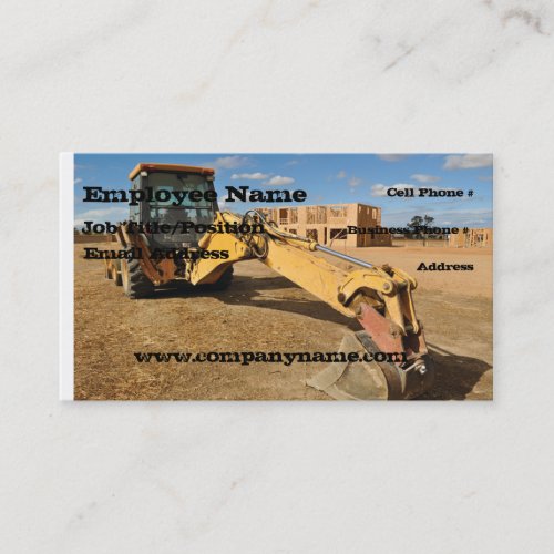 Backhoe Construction Business Card Template