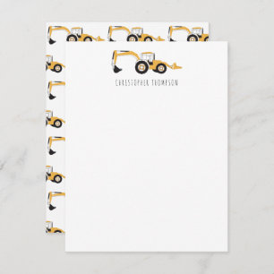 Backhoe Construction Truck Kids Children's Note Card