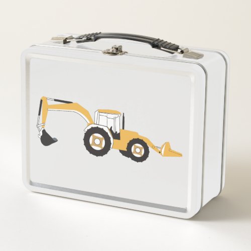 Backhoe Construction Truck  Metal Lunch Box