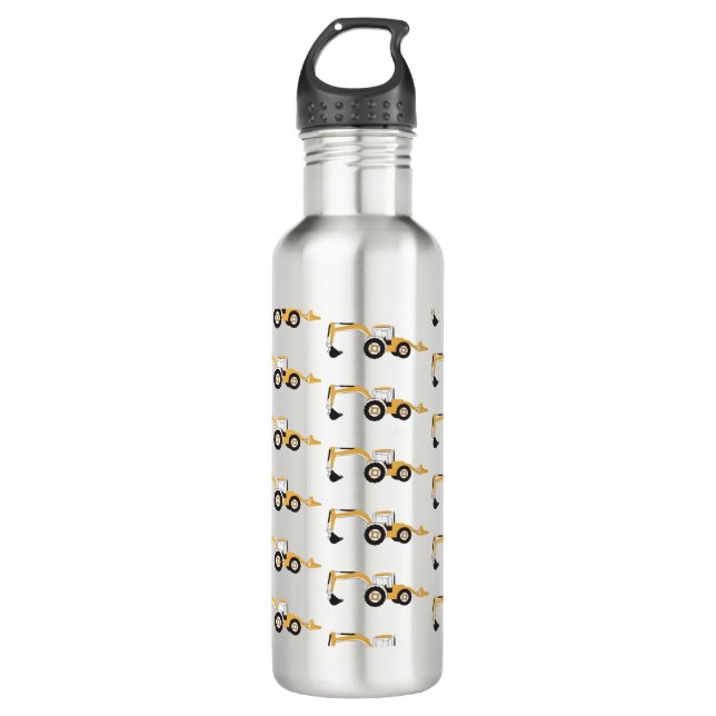 Backhoe Construction Trucks Stainless Steel Water Bottle (Front)