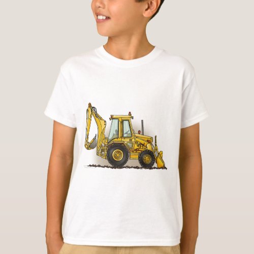 Backhoe Digger Construction Kids T_Shirt