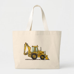 Backhoe Digger Loader Construction Bags/Totes Large Tote Bag