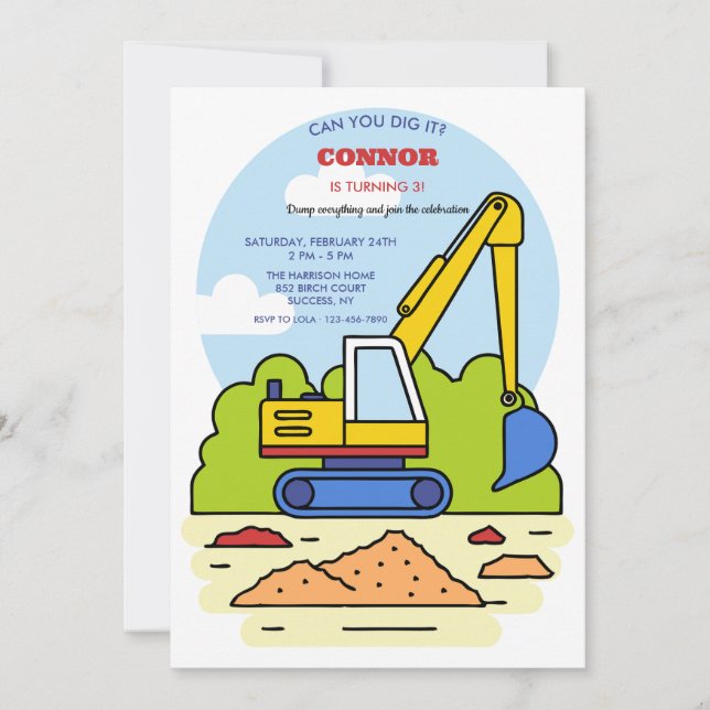 Backhoe Invitation (Front)