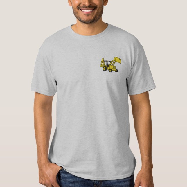 Backhoe Loader Embroidered T-Shirt (Front)