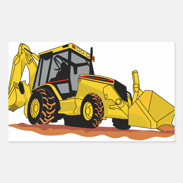 Backhoe Loader Rectangular Sticker | Zazzle