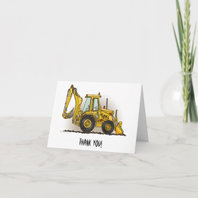 Backhoe Operator Letterpress Thank You Card (Front)