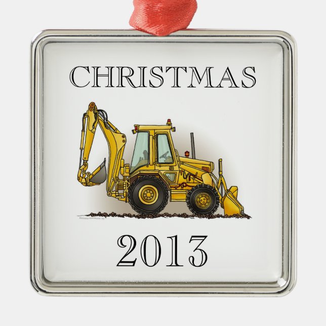 Backhoe Operator Metal Ornament (Front)