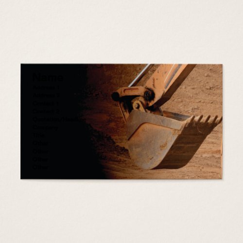 backhoe part of construction equipment business cards