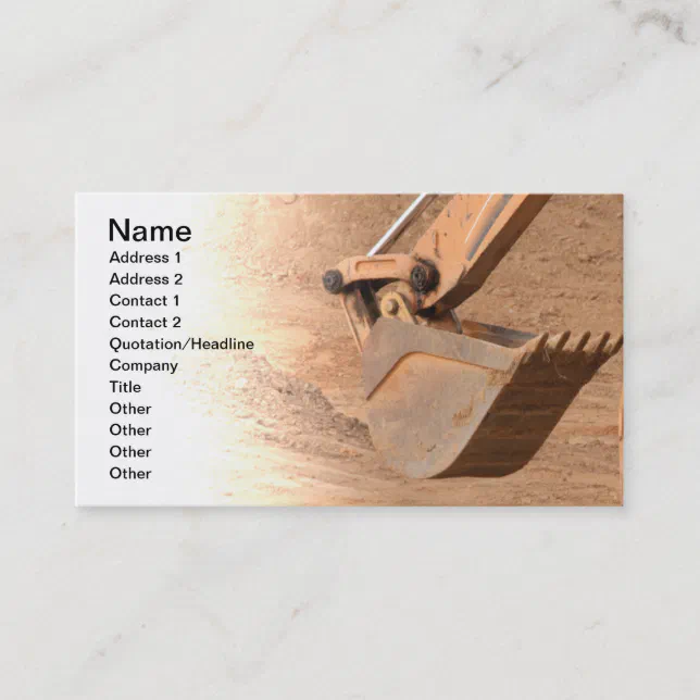 backhoe part of construction equipment business card | Zazzle