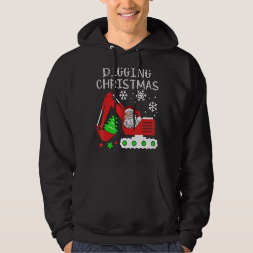 Backhoe Truck Digging Christmas Lights Holiday Con Hoodie