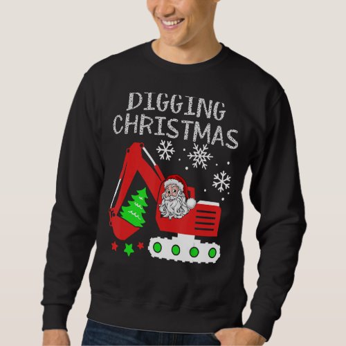 Backhoe Truck Digging Christmas Lights Holiday Con Sweatshirt