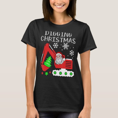 Backhoe Truck Digging Christmas Lights Holiday Con T_Shirt