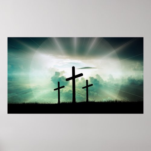 Backlit Calgary Crosses with Clouds Easter Poster