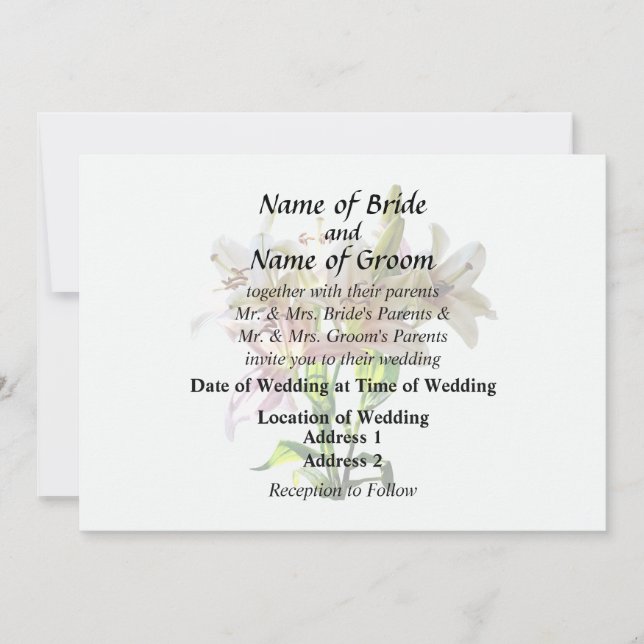 Backlit Pale Pink Lilies Invitation (Front)
