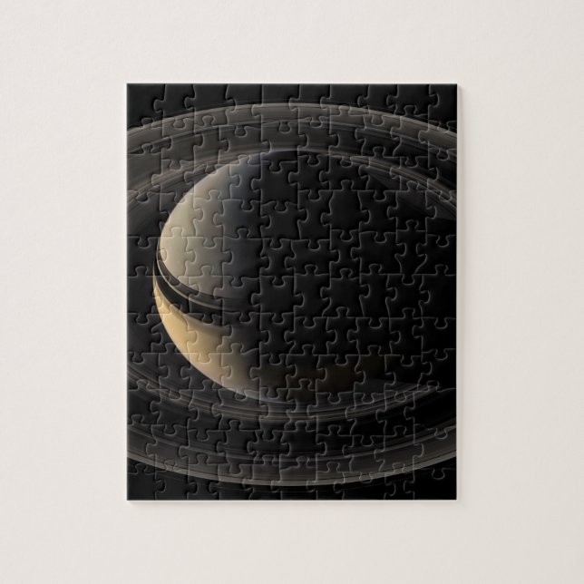 Backlit Saturn from Cassini Orbiter Jigsaw Puzzle (Vertical)