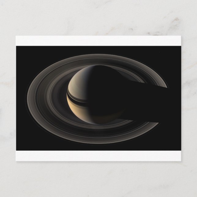Backlit Saturn from Cassini Orbiter Postcard (Front)