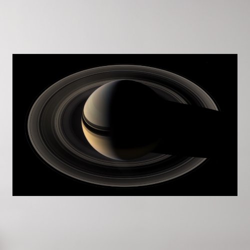 Backlit Saturn from Cassini Orbiter Poster