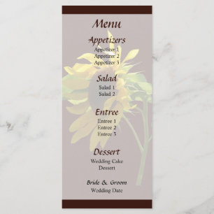 Backlit Sunflower Wedding Menu