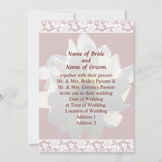 Backlit White Daisy Wedding Invitation Set (Front)