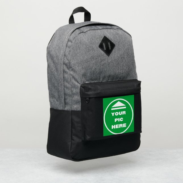 Backpack - Add Your Image - Heather Grey / Black (Left Corner)
