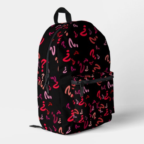 Backpack ao _ Question Marks in Reds on Black