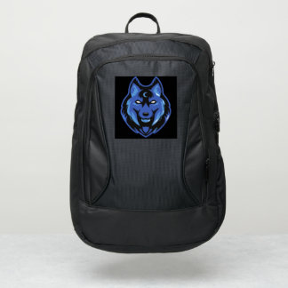 Backpack Black, Blue Wolf Moon Design