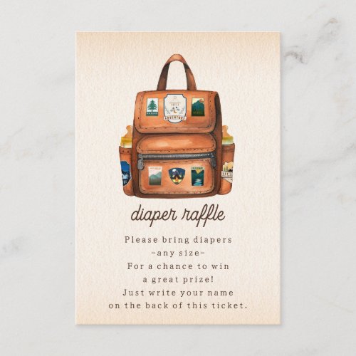 Backpack  Bottles Baby Shower Diaper Raffle Enclosure Card