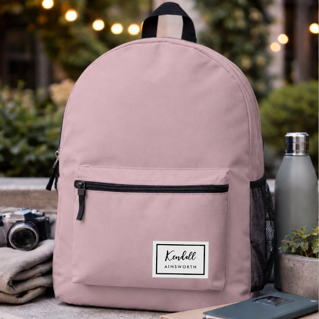 Backpack | Classic Pink Name Patch Book Bag (A minimalist personalized backpack that keeps everyday essentials organized in style)